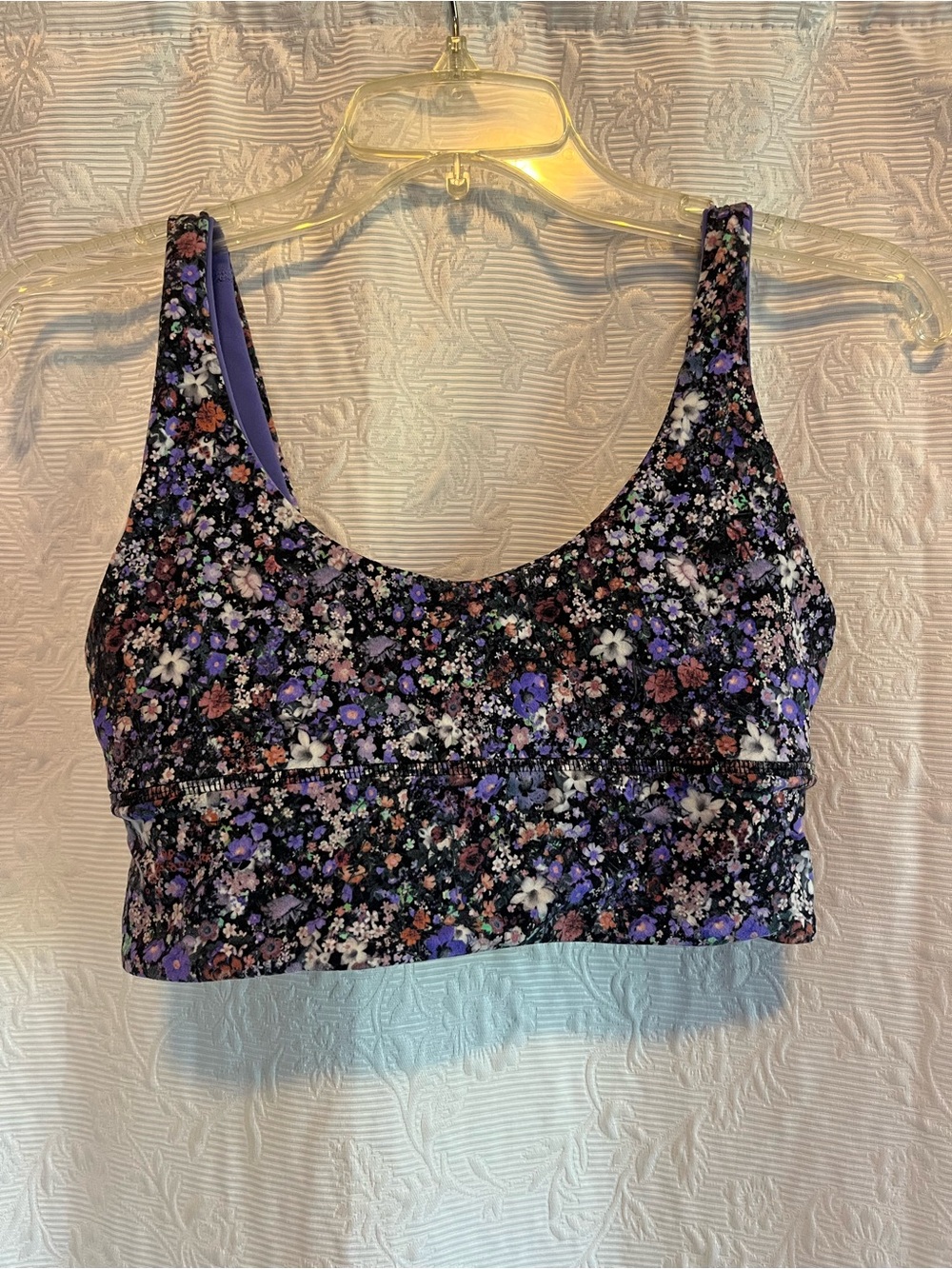 Lululemon reversible Floral longline Scoop Neck Sports Bra - Purple size 6